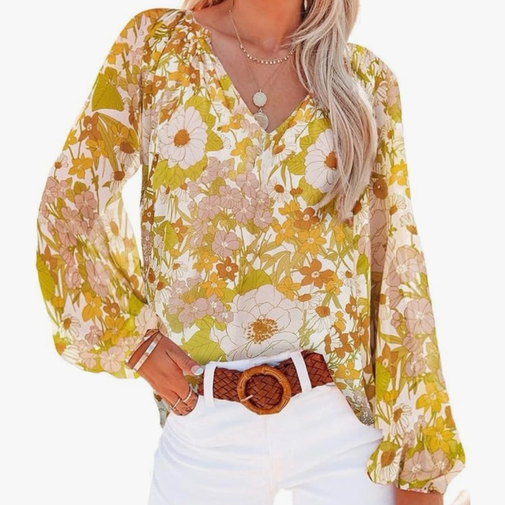 Floral Print Boho Long Sleeves Blouse